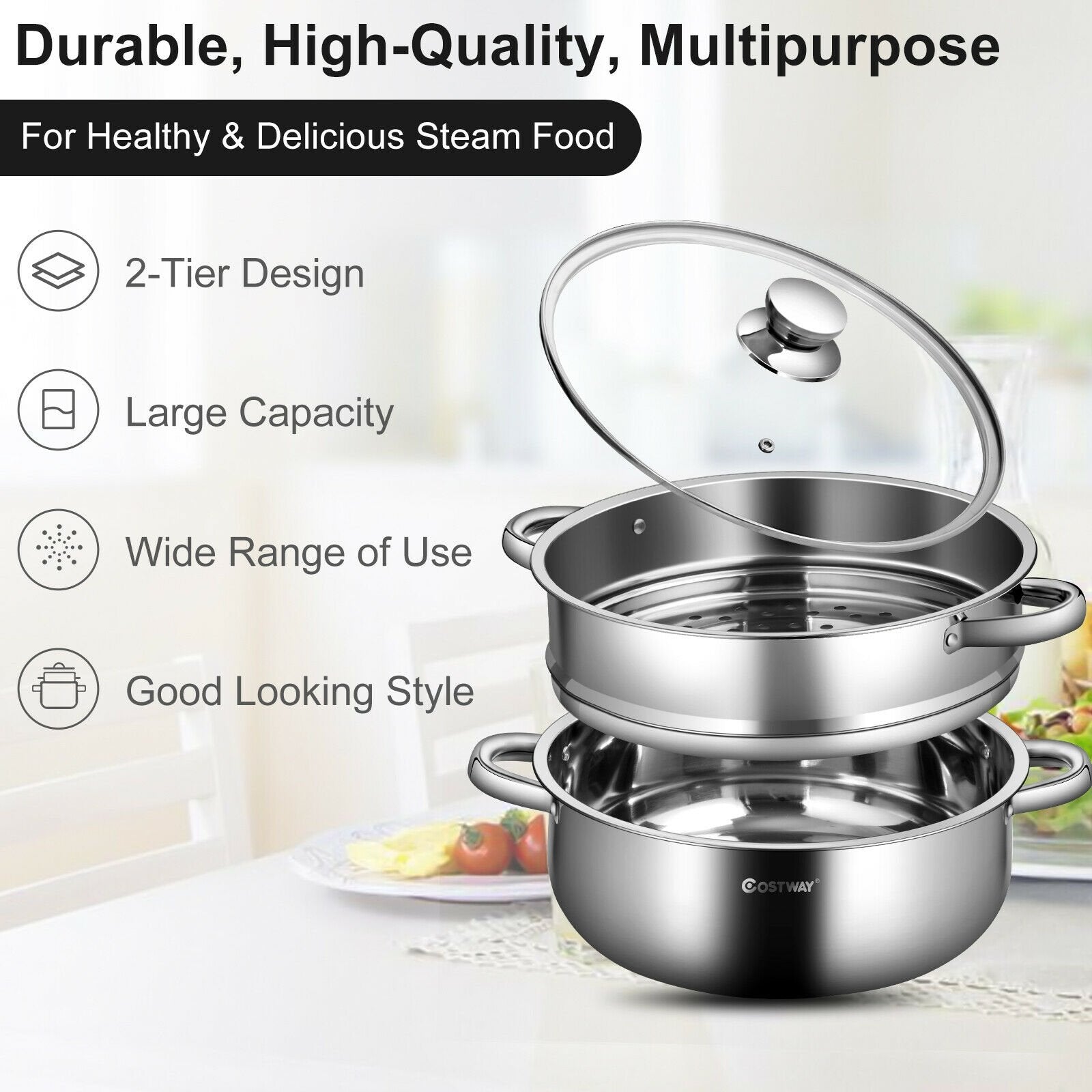 9.5 QT 2 Tier Stainless Steel Steamer Cookware Boiler at Gallery Canada