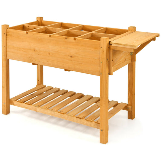 Elevated Planter Box Kit with 8 Grids and Folding Tabletop, Natural at Gallery Canada