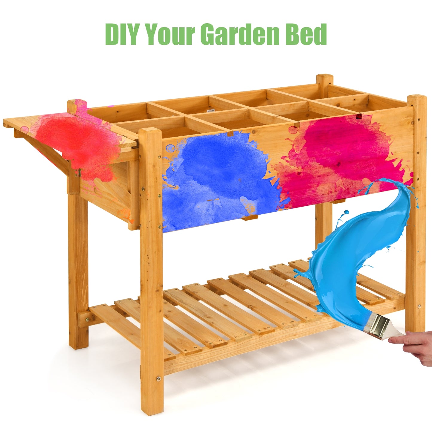 Elevated Planter Box Kit, 8 Grids, Folding Tabletop, Natural Raised Garden Beds at Gallery Canada