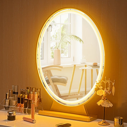 Hollywood Vanity Lighted Makeup Mirror Remote Control 4 Color Dimming, Golden at Gallery Canada