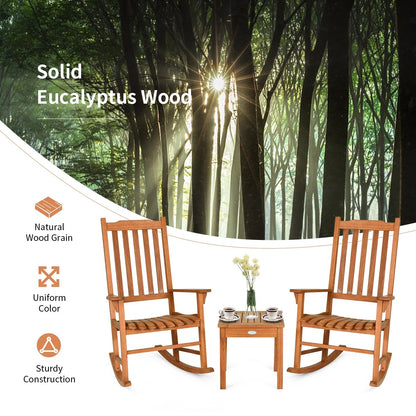 3 Pieces Eucalyptus Rocking Chair Set with Coffee Table, Natural at Gallery Canada