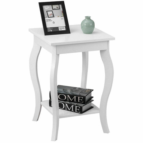 Accent Sofa End Side Table, White