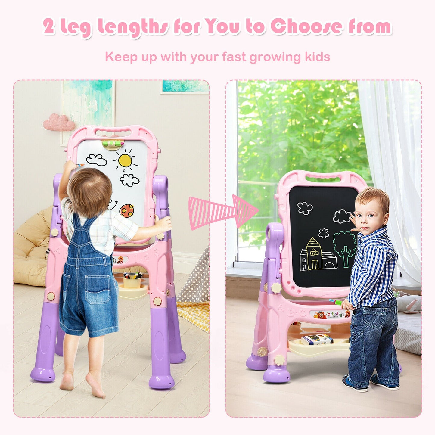 Kids Art Easel, Magnetic Double Sided Board, Pink Art Easels at Gallery Canada