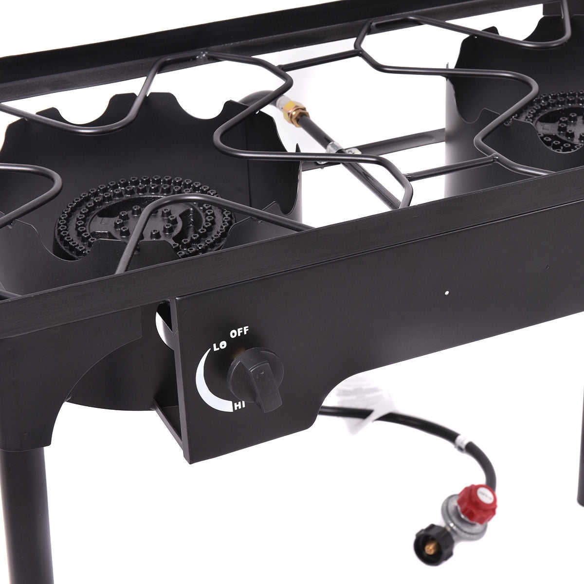 150,000 BTU Double Burner Outdoor Stove BBQ Grill, Black