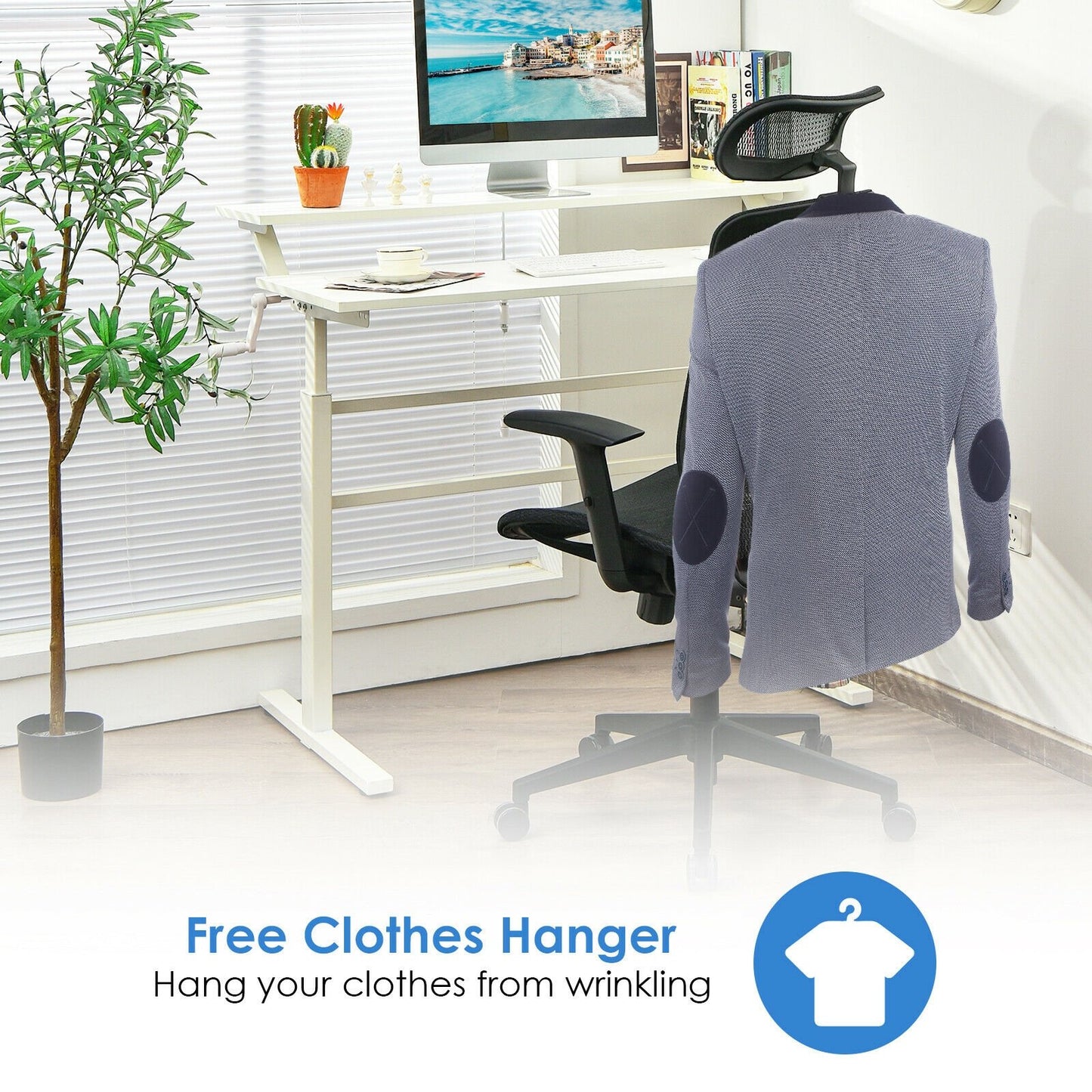 Height Adjustable Ergonomic High Back Mesh Office Chair with Hanger, Black at Gallery Canada