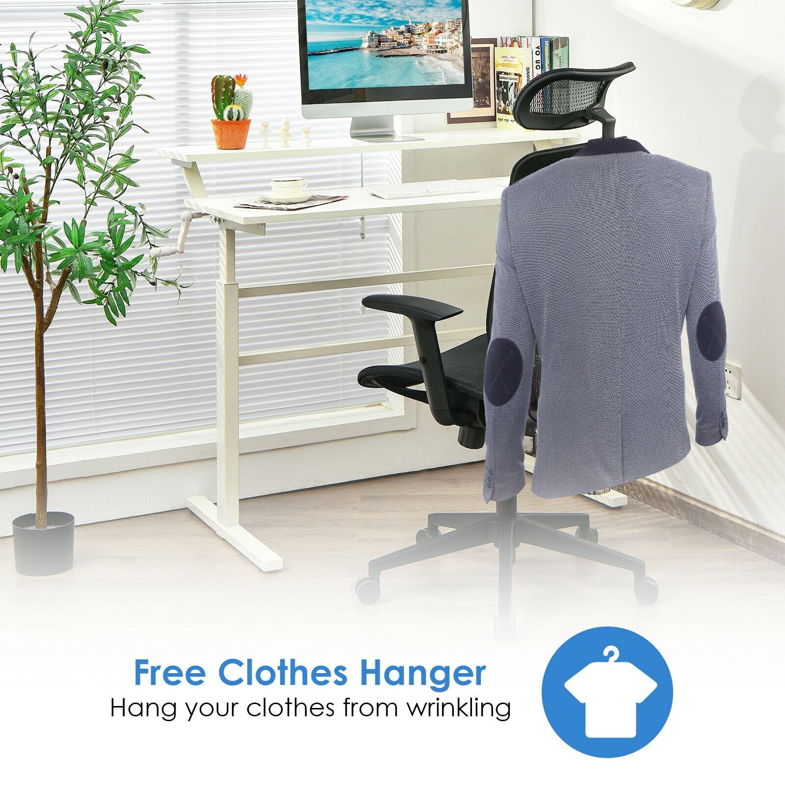 Height Adjustable Ergonomic High Back Mesh Office Chair with Hanger, Black at Gallery Canada