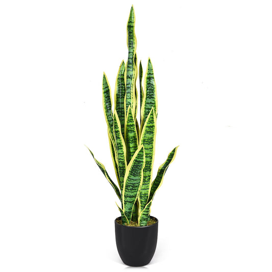 35.5 Inch Indoor-Outdoor Decoration Fake Artificial Snake Plant, Green