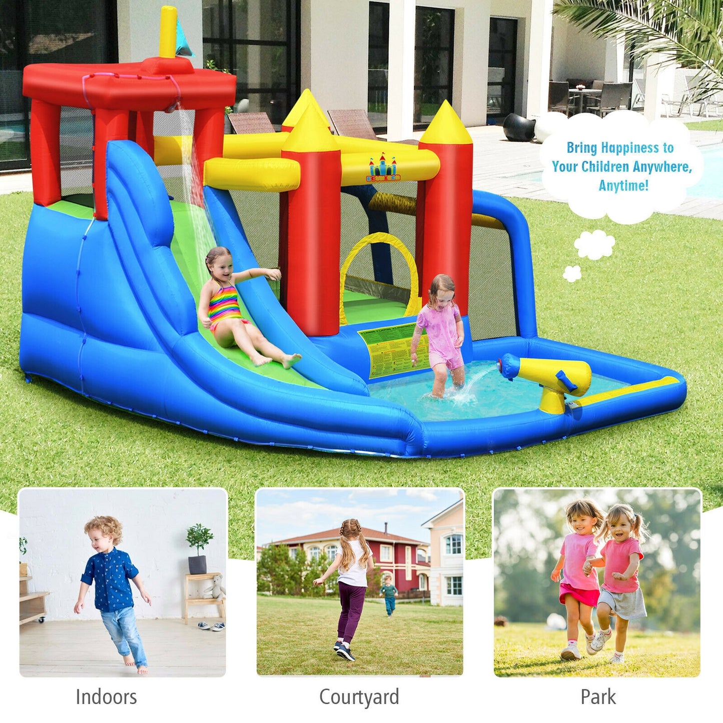 Inflatable Bouncer Bounce House with Water Slide Splash Pool without Blower Bounce House at Gallery Canada