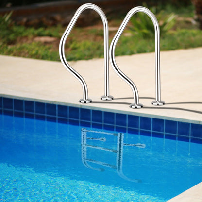 Split Swimming Pool Ladder Stainless Steel 3-Step Ladder and 2 Handrails, Silver at Gallery Canada