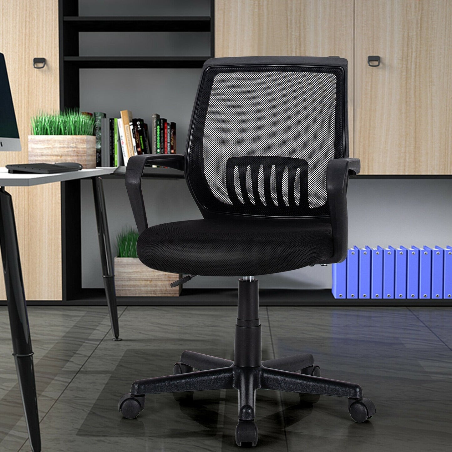 Mid-Back Mesh Height Adjustable Executive Chair with Lumbar Support, Black at Gallery Canada
