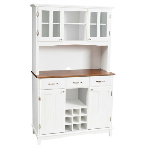 Wood Buffet Hutch Cabinet with 3 Large Drawers, White
