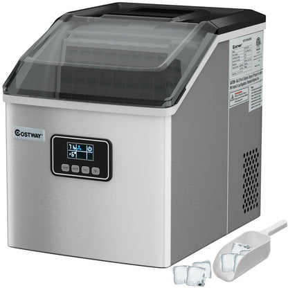 48 lbs Stainless Self-Clean Ice Maker with LCD Display, Silver at Gallery Canada