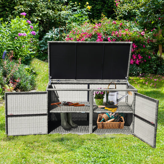 88 Gallon Rattan Storage Container Box, Gray Sheds & Outdoor Storage Gray at Gallery Canada