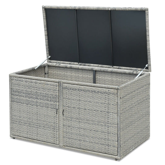 88 Gallon Garden Patio Rattan Storage Container Box, Gray