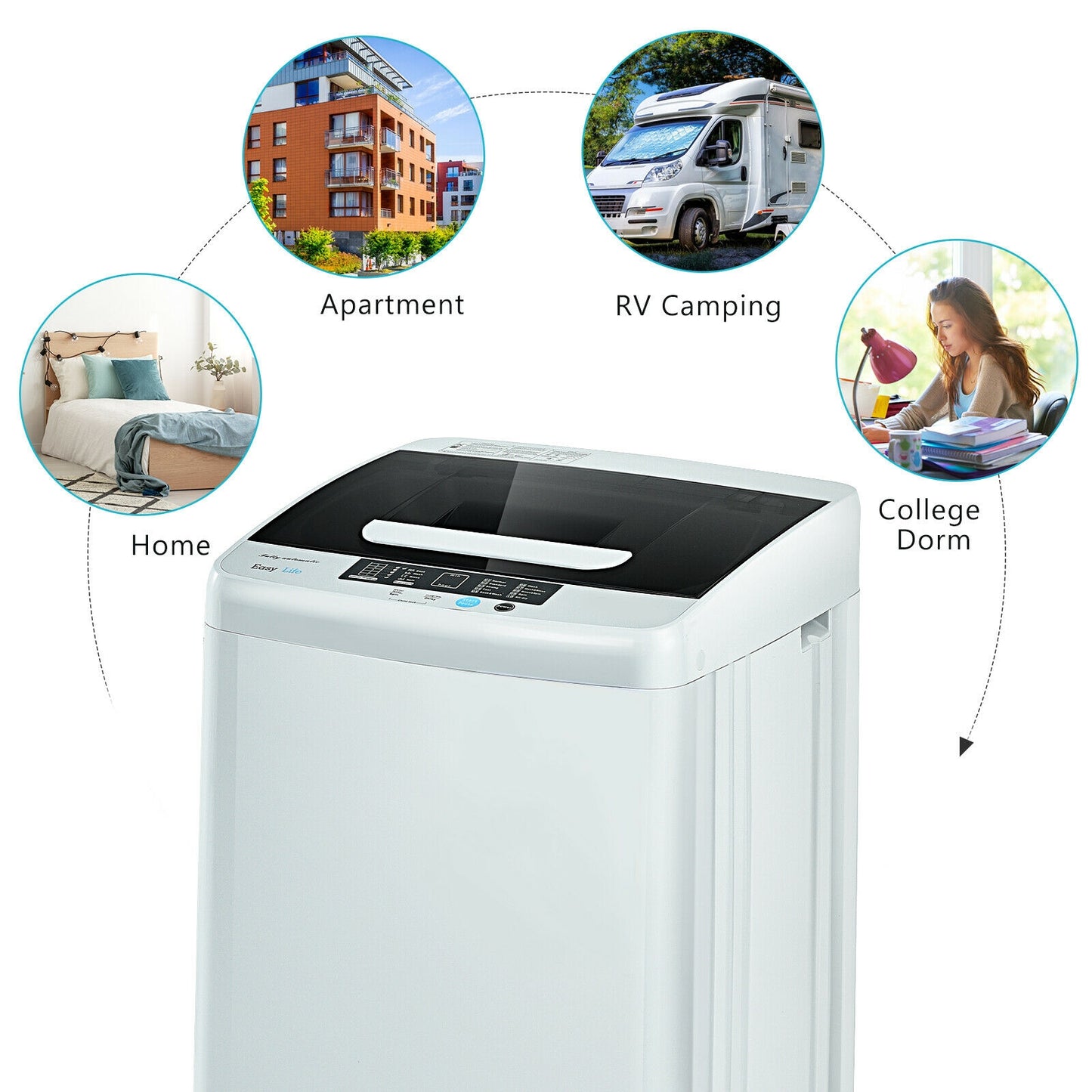 Portable Full-Automatic Laundry Washing Machine, 8.8 lbs, With Drain Pump Washing Machines at Gallery Canada