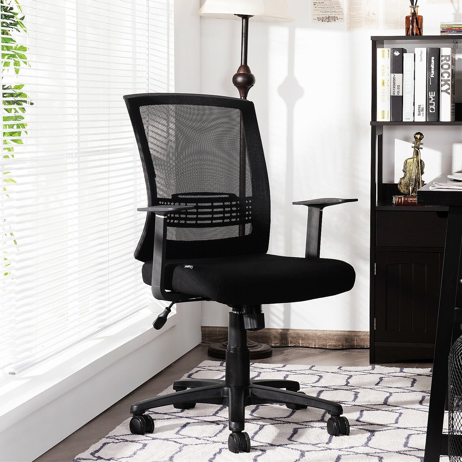 Adjustable Mid Back Mesh Office Chair with Lumbar Support, Black at Gallery Canada