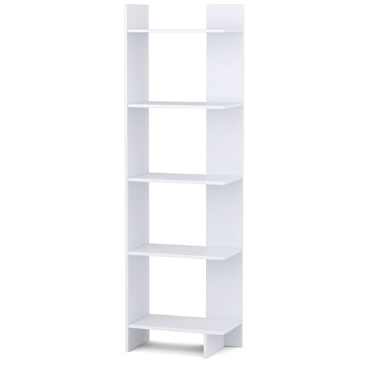5-Tier Freestanding Decorative Storage Display Bookshelf, White at Gallery Canada