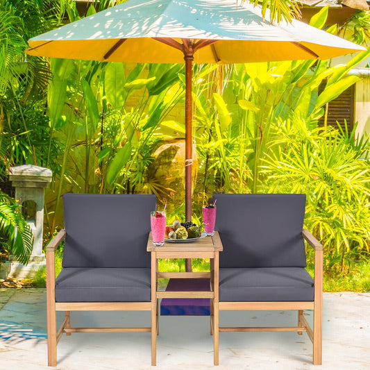 3-In-1 Acacia Wood Loveseat, With Separable Coffee Table, Natural Patio Conversation Sets Natural at Gallery Canada