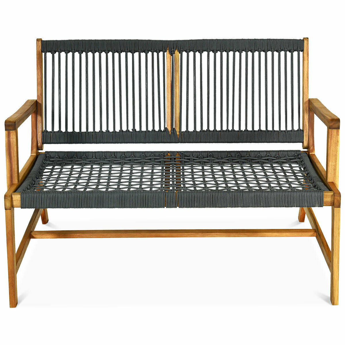2-Person Acacia Wood Bench, Gray Outdoor Benches at Gallery Canada