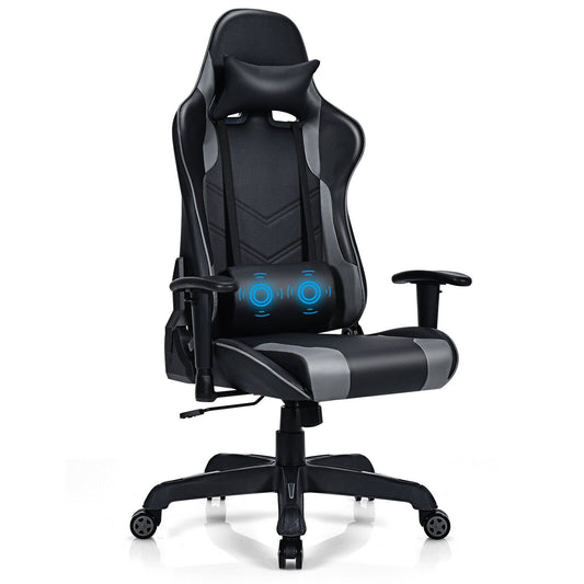 Massage Gaming Recliner  with Lumbar Support, Black at Gallery Canada