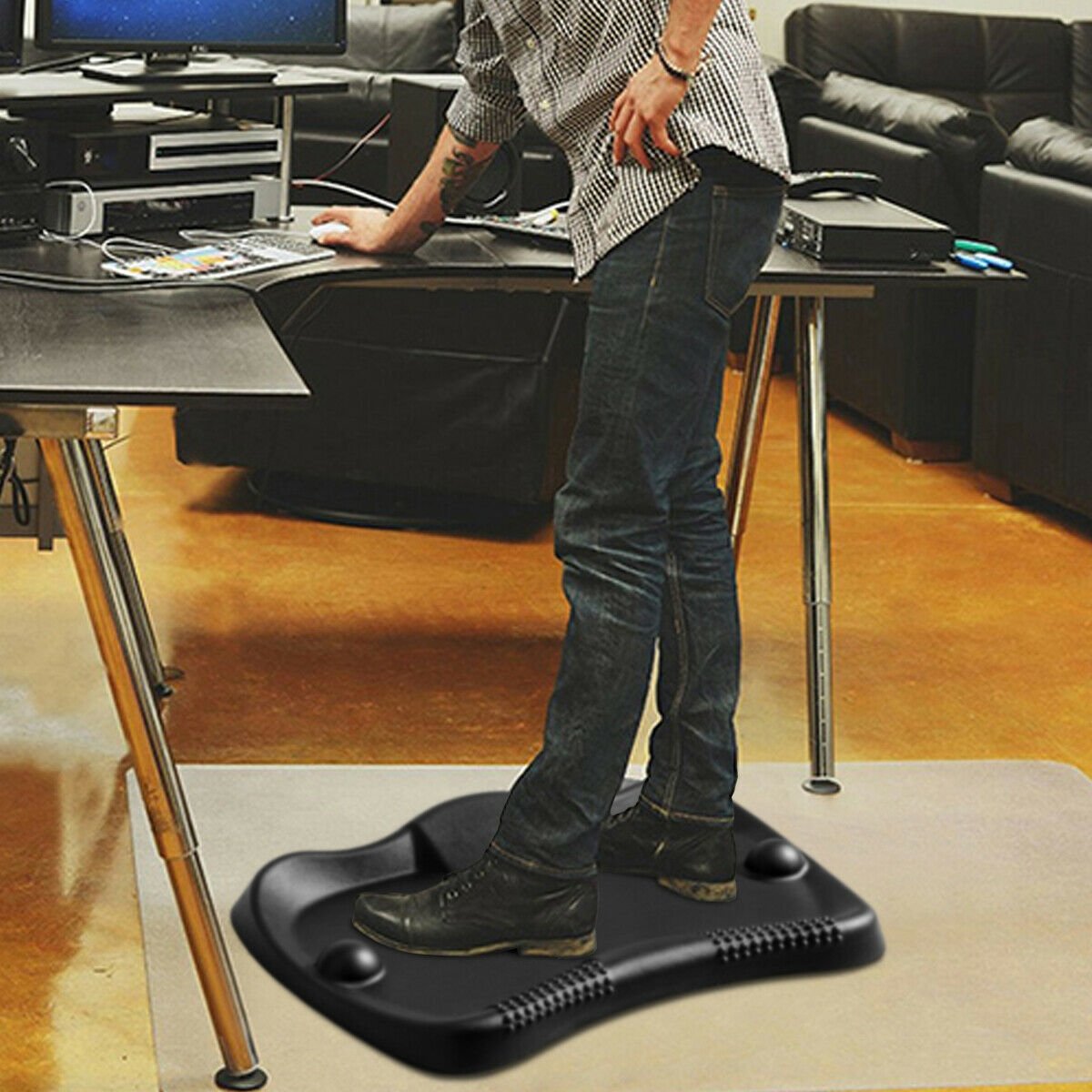 Ergonomic Design Anti Fatigue Standing Floor Foot Mat for Home Office, Black