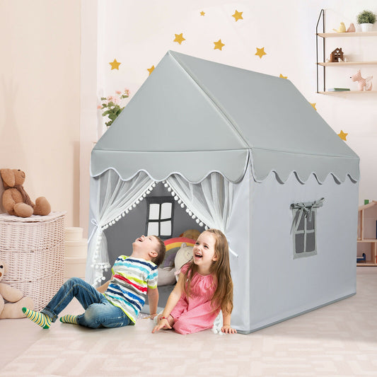 Kids Large Play Castle Fairy Tent with Mat, Gray Play Tents & Playhouse Gray at Gallery Canada