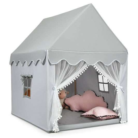 Kids Large Play Castle Fairy Tent with Mat, Gray
