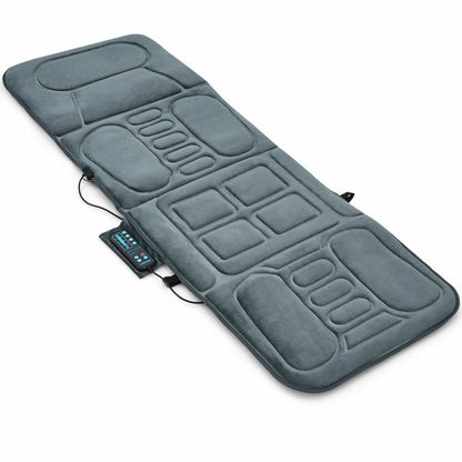 Foldable Massage Mat with Heat and 10 Vibration Motors, Gray