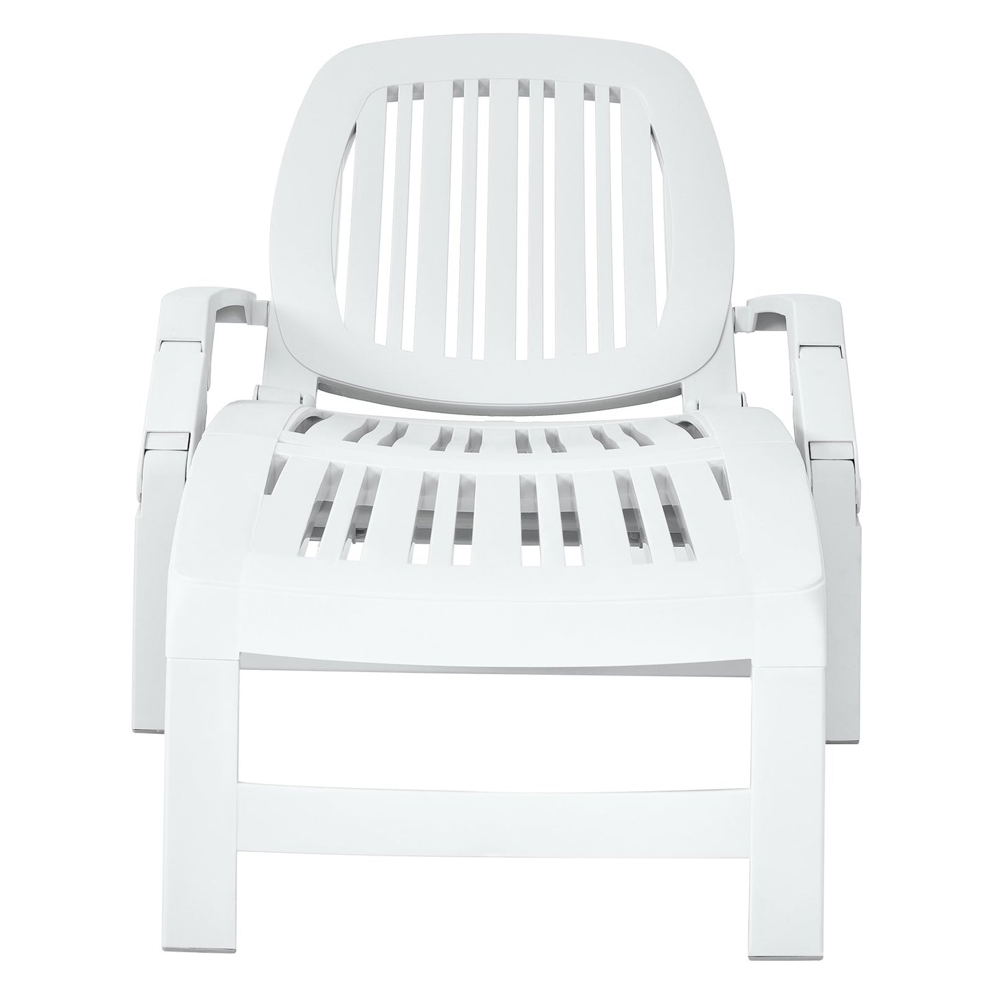Adjustable Patio Sun Lounger with Weather Resistant Wheels, White Outdoor Chaise Lounges at Gallery Canada