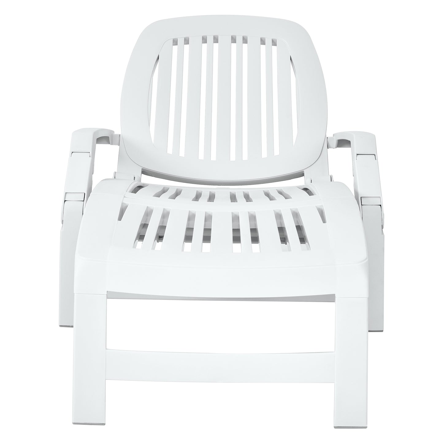 Adjustable Patio Sun Lounger, Weather Resistant Wheels, White