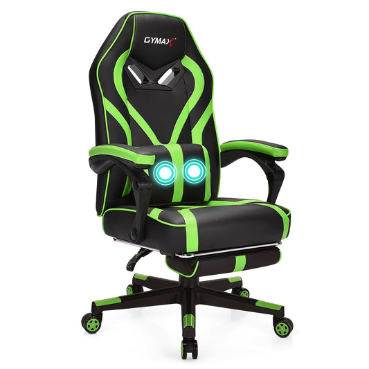 Computer Massage Gaming Recliner Chair with Footrest, Green