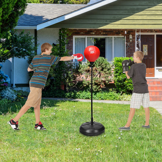 Adjustable Height Punching Bag with Stand Plus Boxing Gloves for Both Adults and Kids, Black & Red Boxing & Martial Arts at Gallery Canada