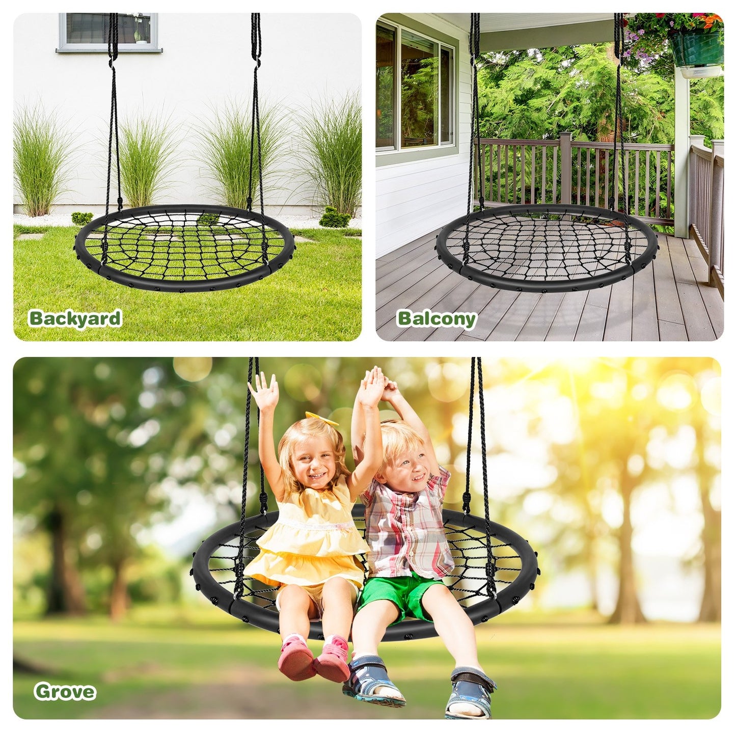 40 Inch Spider Web Tree Swing Set, Black at Gallery Canada