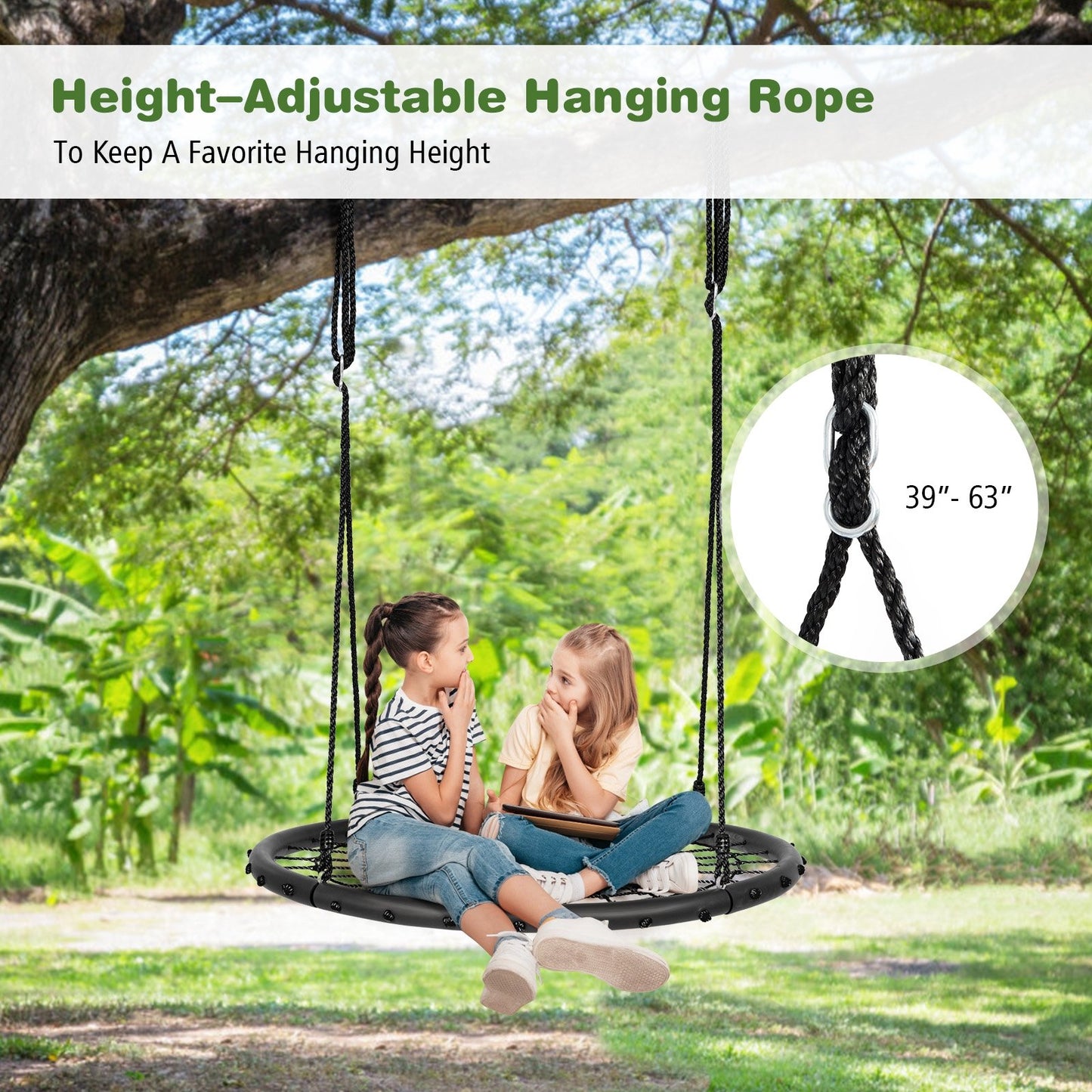 40 Inch Spider Web Tree Swing Set, Black at Gallery Canada