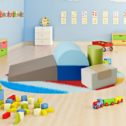 6 Piece Climb Crawl Play Set, Indoor Kids Toddler, Gray Climbers & Slides Gray at Gallery Canada