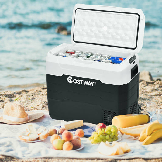 53 QT Portable Dual-Zone Car Refrigerator, White Coolers White at Gallery Canada