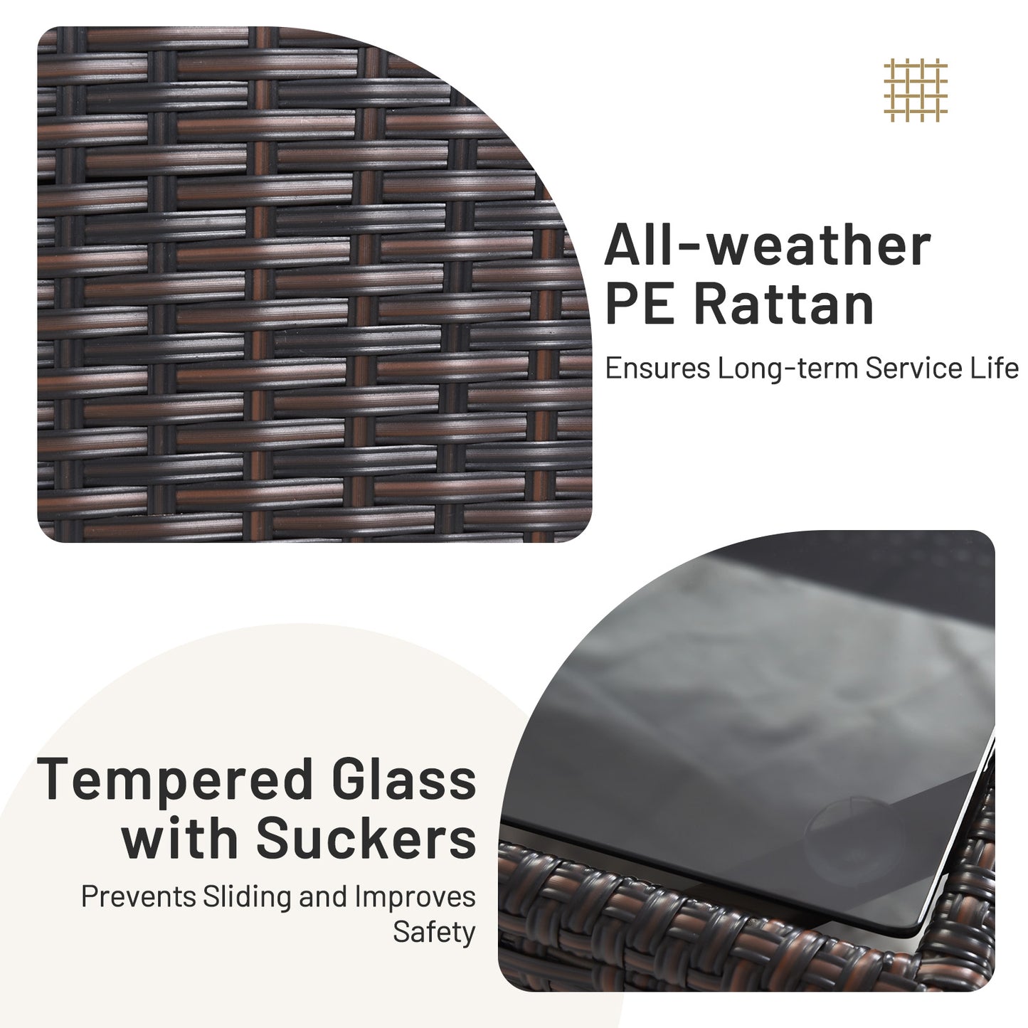 3 Pieces Patio Rattan Furniture Set with 4 Removable Cushions, Beige Patio Conversation Sets at Gallery Canada