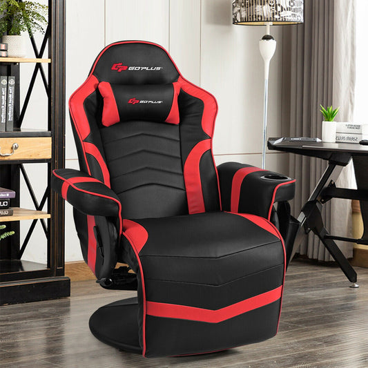 Ergonomic High Back Massage Gaming Chair Gaming Recliner with Pillow, Red Gaming Chairs Red at Gallery Canada