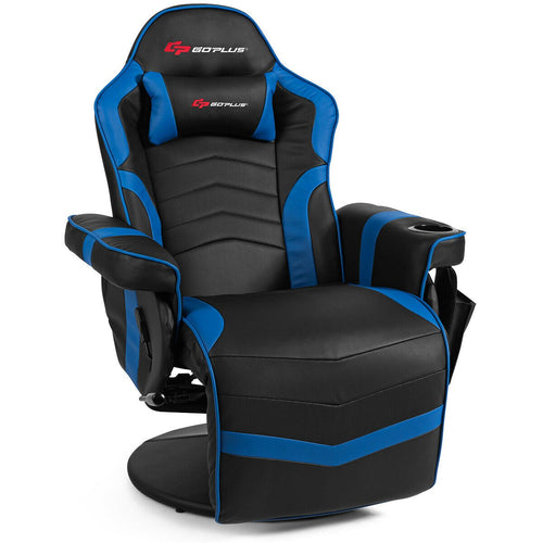 Ergonomic High Back Massage Gaming Chair with Pillow, Blue