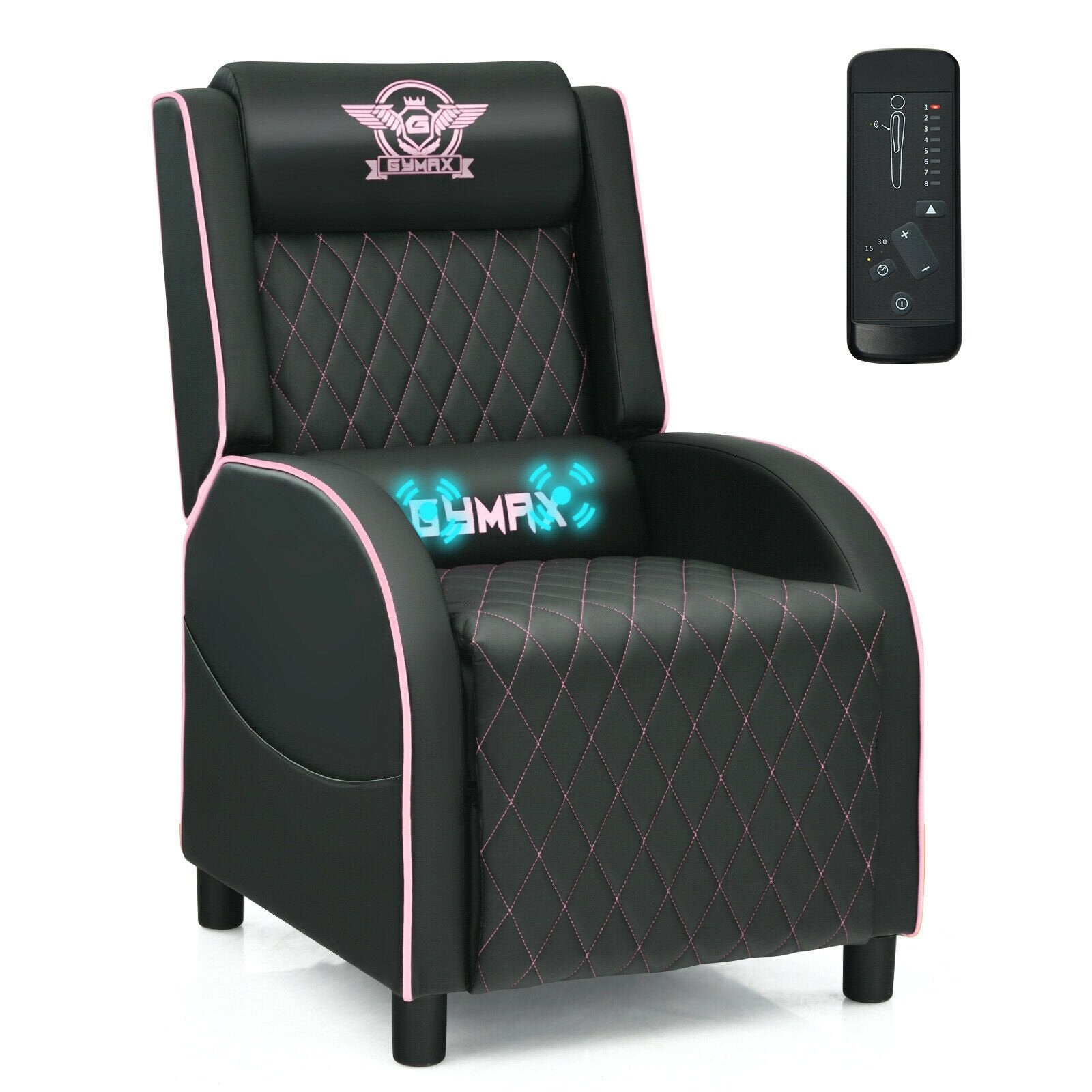 Massage Gaming Recliner Chair with Headrest and Adjustable Backrest for Home Theater, Pink at Gallery Canada