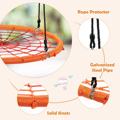 40 Inch Spider Web Tree Swing Kids Outdoor Play Set with Adjustable Ropes, Orange at Gallery Canada
