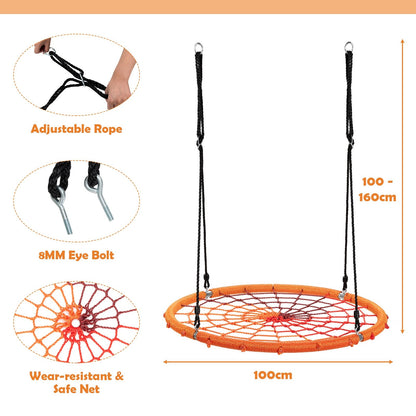 40 Inch Spider Web Tree Swing Kids Outdoor Play Set with Adjustable Ropes, Orange at Gallery Canada