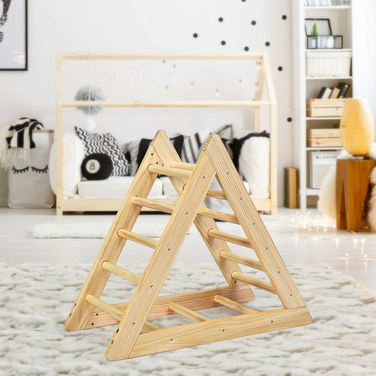Wooden Triangle Climber for Toddler Step Training, Natural at Gallery Canada