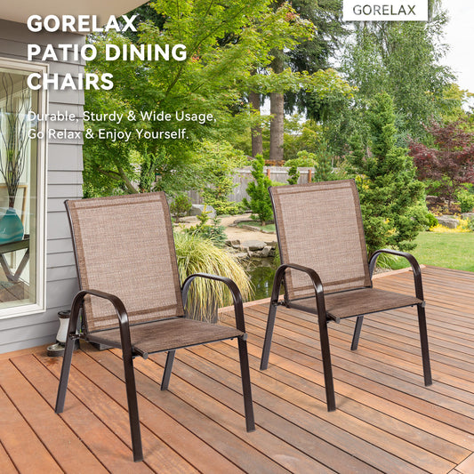 Patio Outdoor Dining Chair, 2 Pieces With Armrest, Brown Patio Dining Chairs Brown at Gallery Canada