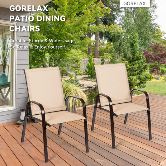 Patio Outdoor Dining Chair With Armrest, 2 Pieces, Beige Patio Dining Chairs Beige at Gallery Canada