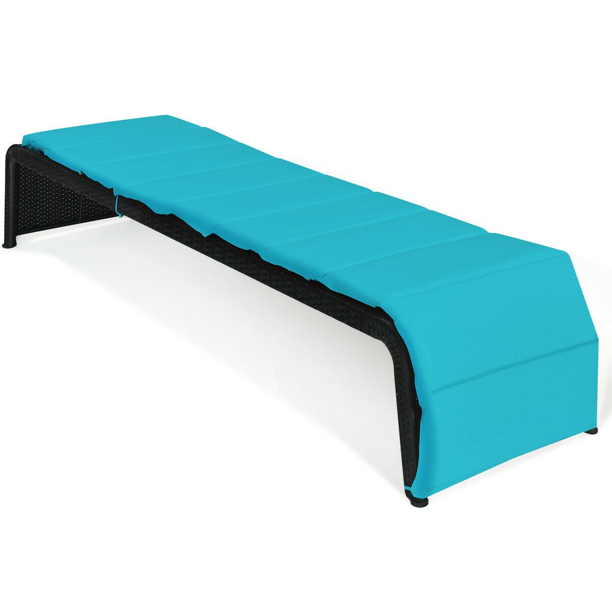 Adjustable Patio Rattan Lounge Chair with Cushions, Turquoise Outdoor Chaise Lounges at Gallery Canada
