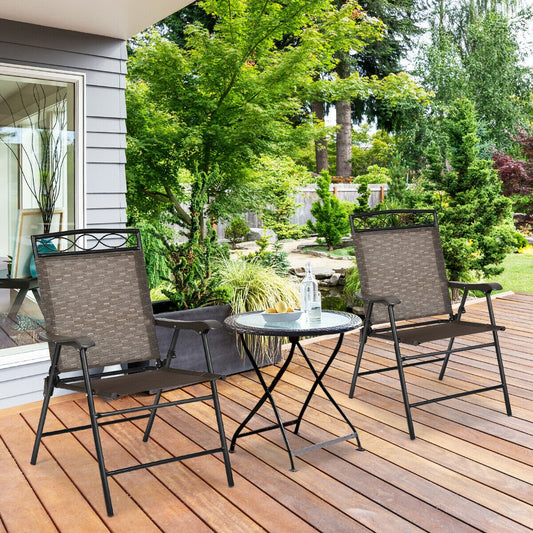 2 Patio Folding Chairs, Portable Dining Chair Set, Brown Patio Dining Chairs Brown at Gallery Canada