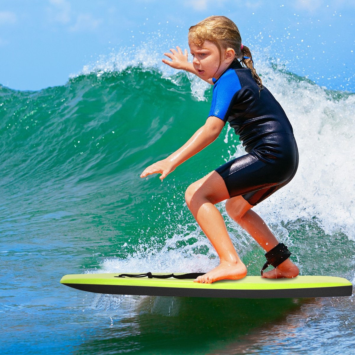 Super Surfing  Lightweight Bodyboard with Leash-L, Green at Gallery Canada