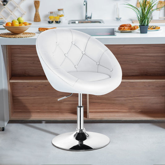 Adjustable Modern Swivel Round Tufted, White Leisure Chairs White at Gallery Canada