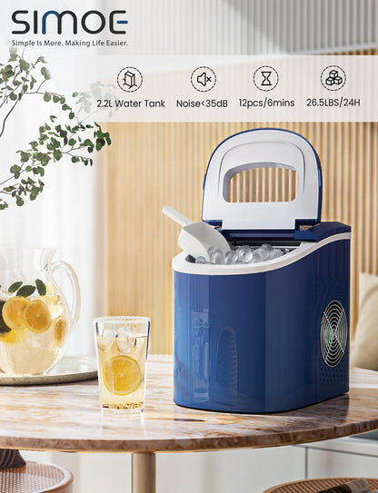 Mini Portable Compact Electric Ice Maker Machine, Navy